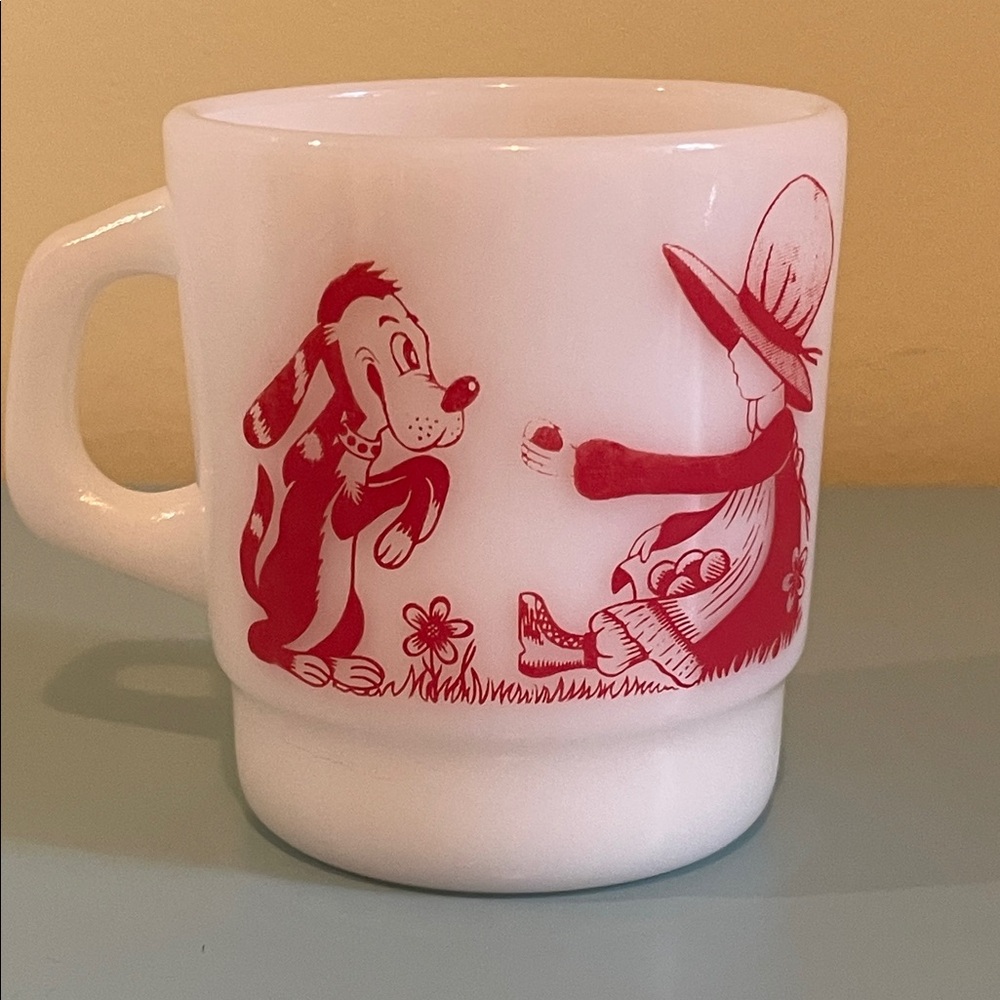 Vintage 70s Holly Hobbie Milk Glass Mug
